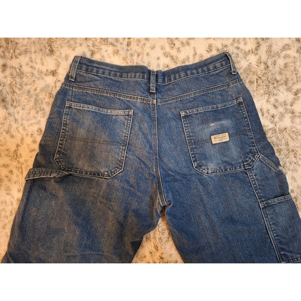 Wrangler Fleece Lined Carpenter Jeans Mens 32x30 Denim Work Pants Wide Leg